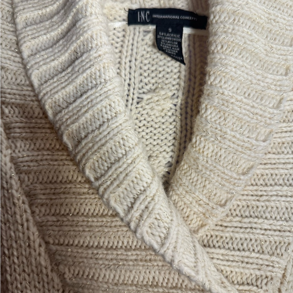 INC Ivory with Gold ribbon Sweater Dress.